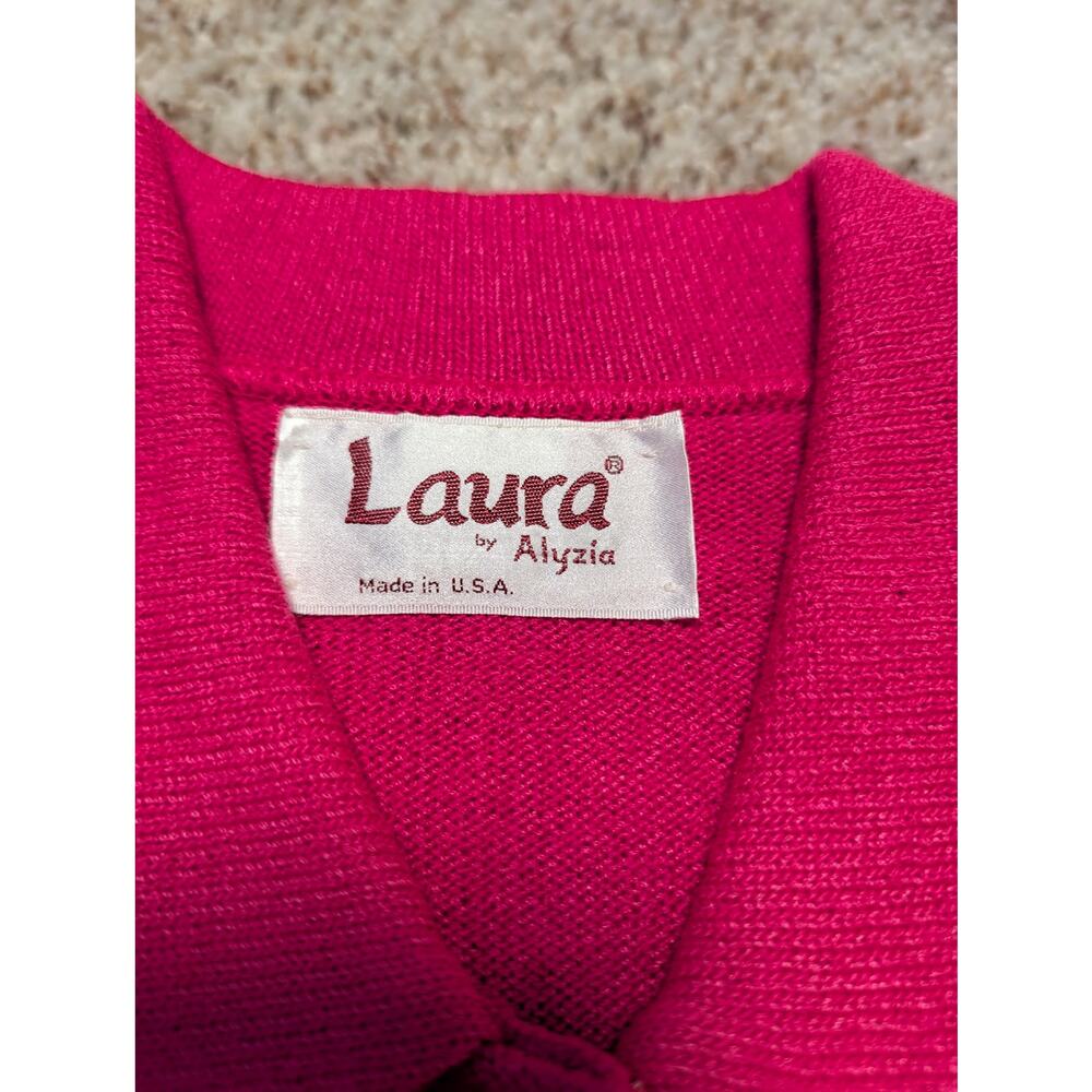 Laura by Alyzia Vintage 2Pc Knit Skirt Suit Womens 4 Pink Gold Button; Vintage - Picture 4 of 12